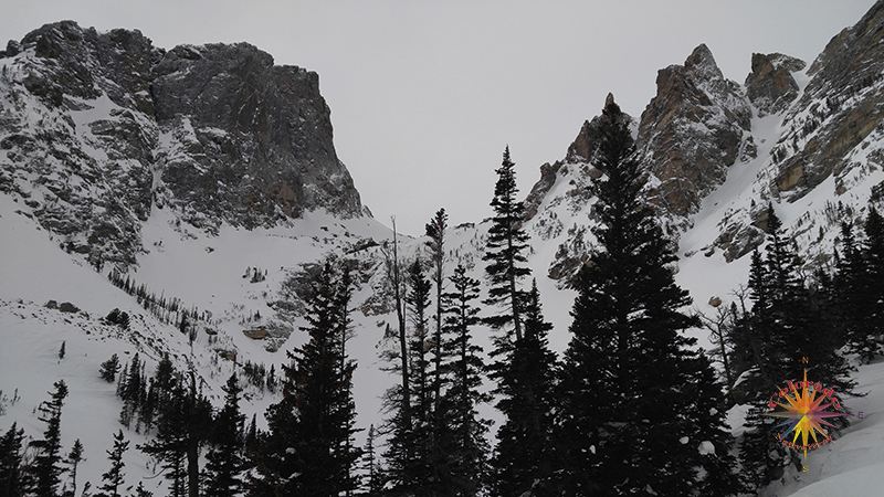 Emerald Lake Snowshoeing RMNP Photo Essay Three Trail follows Tyndall Gorge up to Emerald Lake, with views of Flattop Mountain in the background