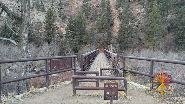 Foot bridge crossing South Platte River heading out on segment 2 of the Colorado Trail Pike National Forest Colorado
