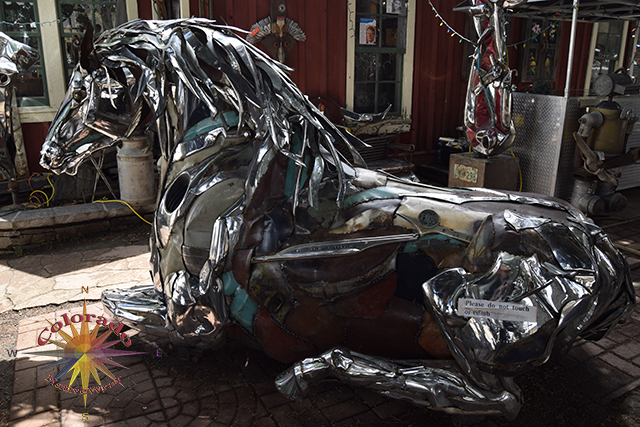 Amazing artistic recycled metal Horse. A very fine creation of art in downtown Crested Butte Colorado