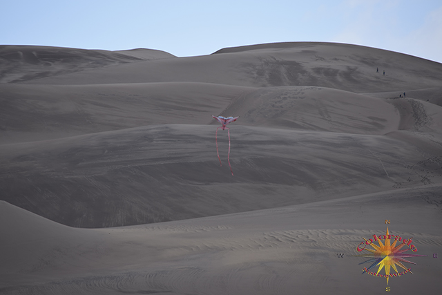Flying a kite along Medano Creek is Great Fun in Great Sand Dunes National Park