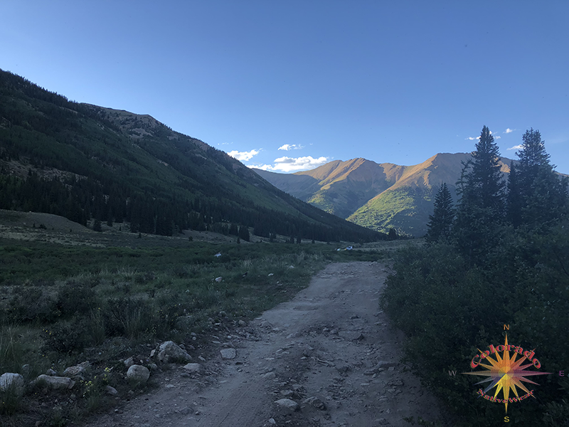 Its hard to find a view that's not enhance by the evening light on the Lake Ann Pass on Colorado Trail West Loop Segment 2 of the wilderness area, leading to Lake Ann Pass Colorado