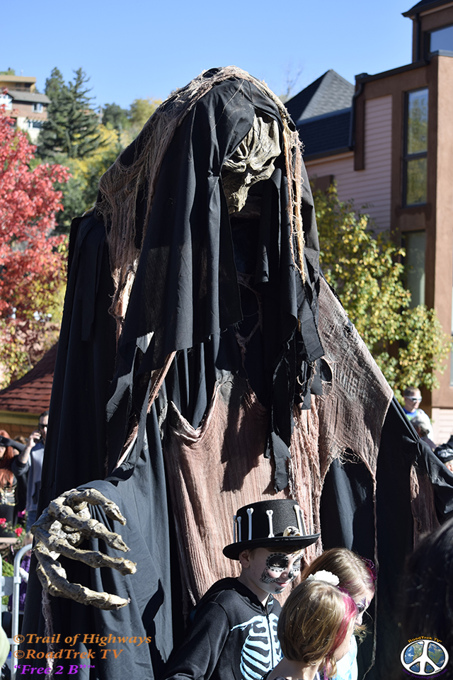 Ghoul Posing for Pictures-Emma Crawford-Coffin Races-Parade-Manitou Springs-Colorado -Trail of Highways-RoadTrek TV-Organic Content-Marketing-Social SEO-Travel-Media-