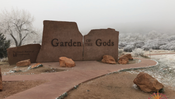 Frosty, Foggy morning at the east entrance of Garden of the Gods, Colorado Springs, Colorado