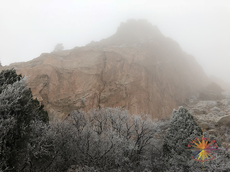 Frost and Fog bring out the textures of the rocks in Garden of the Gods, Colorado Springs Colorado 