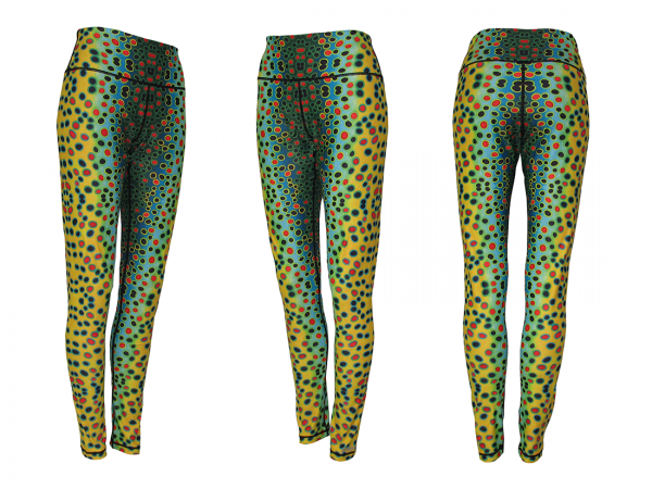 Brown Trout Leggings Yoga Pants Fitness Apparel is comfortable in camp, laying in tent, biking, on a hike, adventure travel