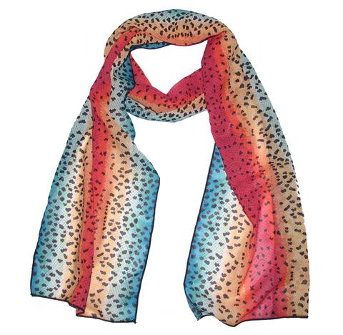 Rainbow Trout Two Silk Fish Scarf the colors of a rainbow will enhance your outfit creating a beautiful accent to your outfit