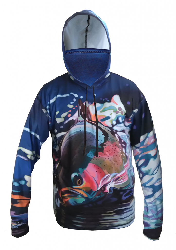AD Maddox Fly Fishing Apparel Running Rainbow Trout Hoodie has great feel and cause excitment as the Rainbow Trout is running straight away from you, not only ment to be waren on the river, the trail as well, hiking, backpacking, camping, mountain biking, skiing or any outdoor activity
