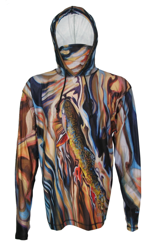 AD Maddox Upper Gros Venter Brook Trout Fly Fishing Apparel Hoodie will keep you protected on the river, trail, backpacking, hiking, mountain biking or keep you looking good out on the town