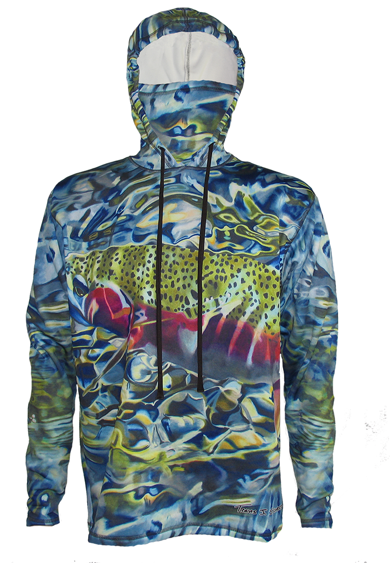 Tranquility Rainbow Trout Hoodie offers great sun protection at a SPF 50, Looks great indoor or outdoors on a river casting a line to rising trout