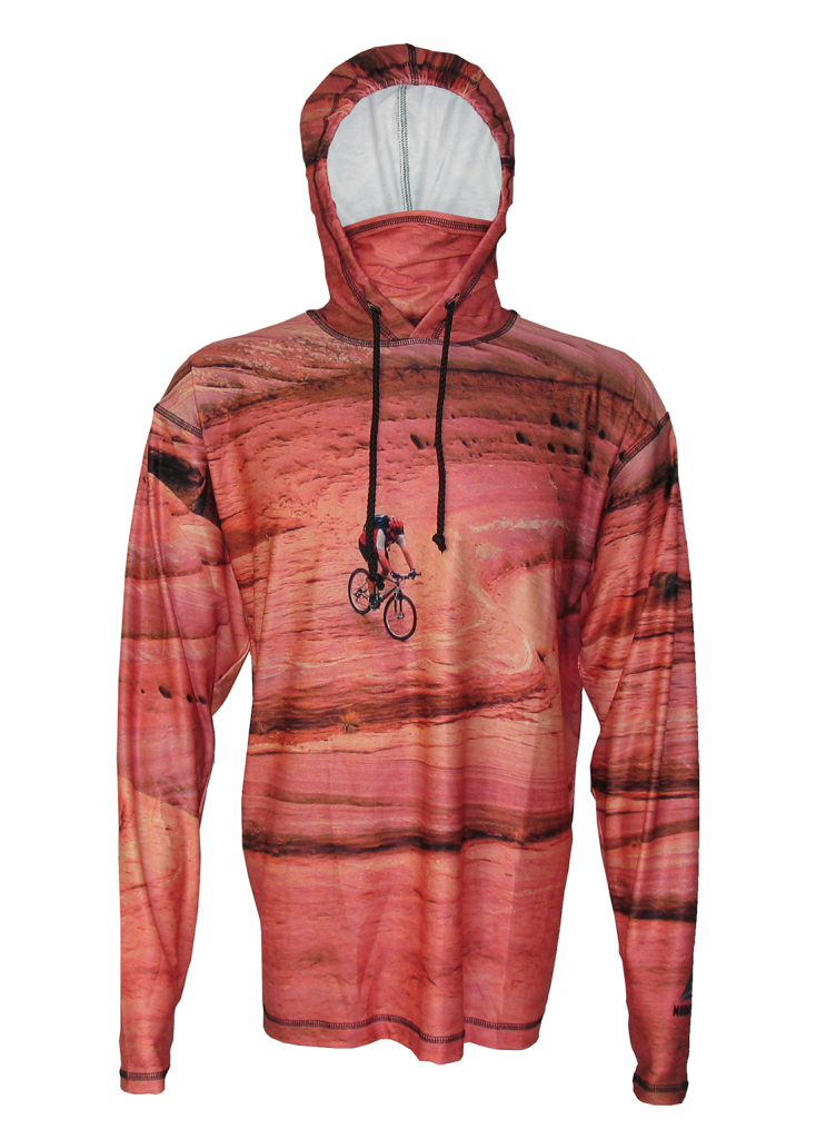 Slick Rock Biking Hoodie the perfect tech apparel for any adventure, a day mountain biking, hiking, camping, backpacking, or a day on the water fishing.