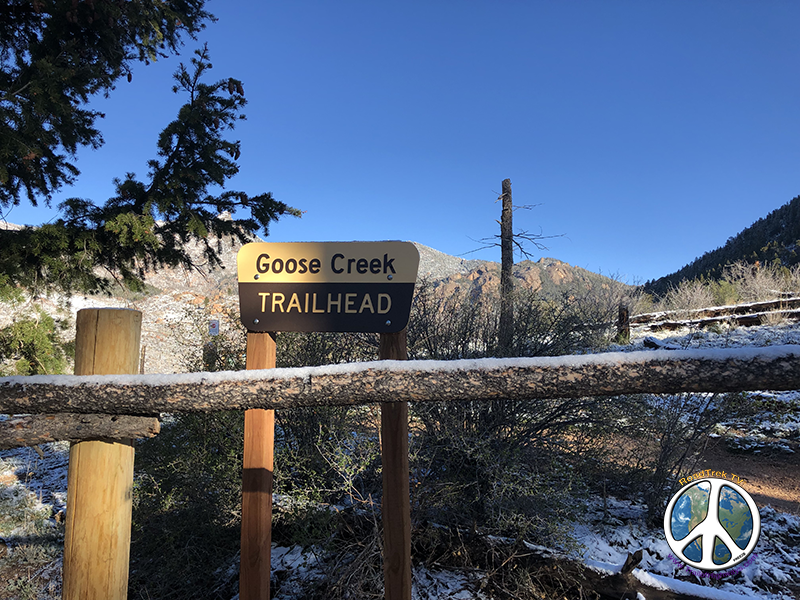 Goose Creek Trail Head sign, we are about ready to create trail dust in Lost Creek Wilderness