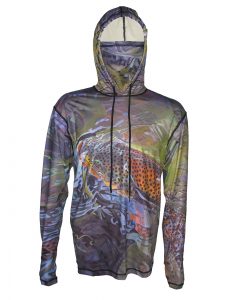 Brown Trout SunPro Hoodie Fish, Hike, Backpack in comfort with AD Maddox's Green Brown depicts a Green River brown trout . Get Yours Today Here