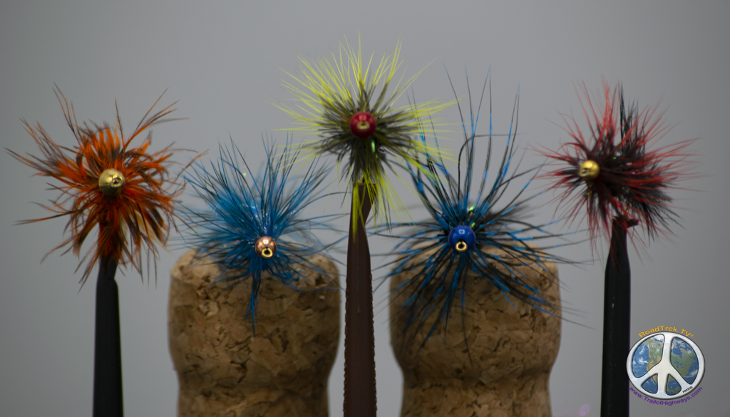 Wooly Buggers on display fly fishing apparel