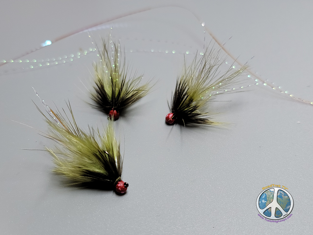 Olive Micro Wooly Bugger Personally I have found trout really enjoy a Micro Wooly Bugger tied on a jig hook with a red bead.