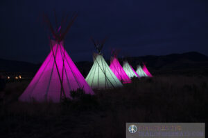 Teepees lit at North Entrance of Yellowstone National Park