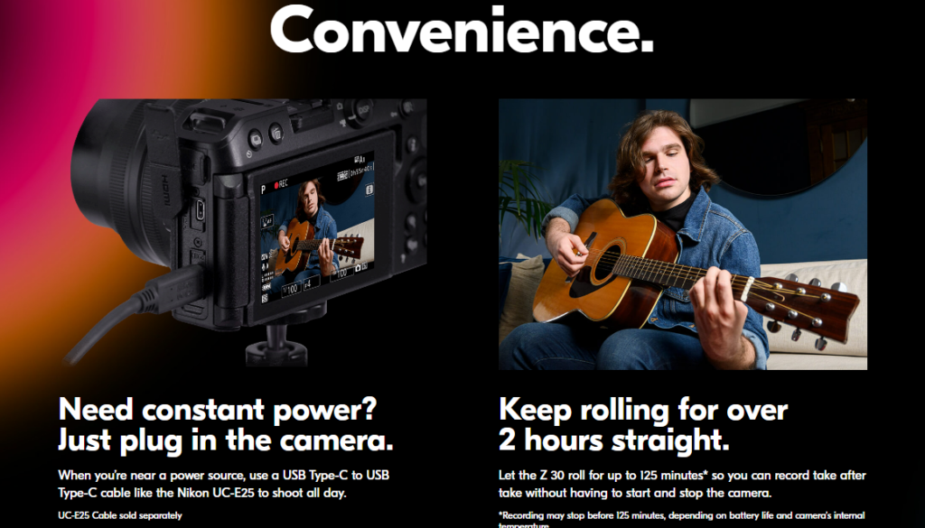 Z30 Nikon is not a vlogging camera, ad from Nikons Website is not truthful