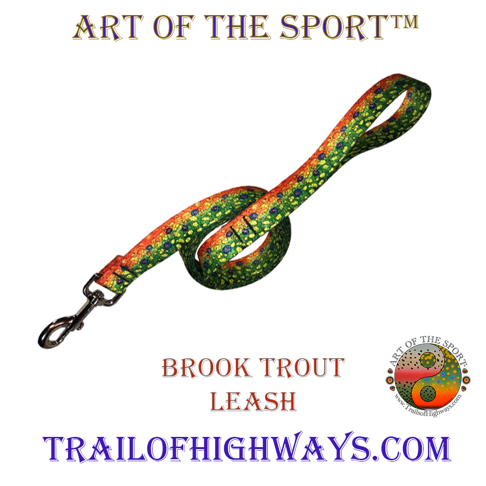 Brook Trout Dog Leash a dog's fly fishing apparel