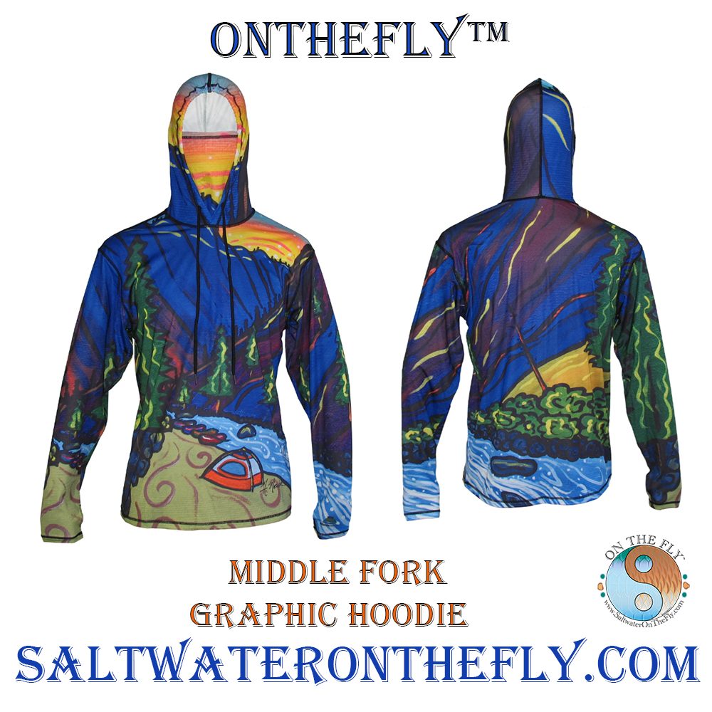 Sun protective base and outer layer salmon river hoodie